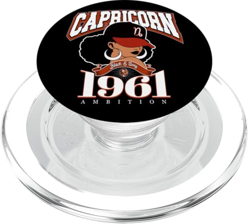 Steinbock 1961 Granat Geburtstag Afro Sternzeichen Königin PopSockets PopGrip für MagSafe von Around The Way Girls: Afro Birthday Zodiac Sign