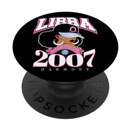 Waage 2007 Sternzeichen Jahr Melanin Skin Afro Diva Eigenschaften PopSockets Klebender PopGrip von Around The Way Girls: Melanated Zodiac Queens