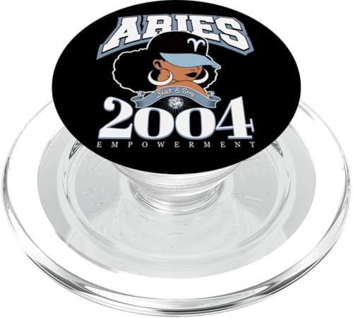 Widder 2004 Diamant Geburtstag Afro Sternzeichen Königin PopSockets PopGrip für MagSafe von Around The Way Girls: Afro Birthday Zodiac Sign