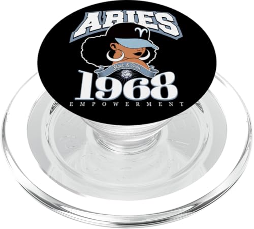 Widder 1968 Diamant Geburtstag Afro Sternzeichen Königin PopSockets PopGrip für MagSafe von Around The Way Girls: Afro Birthday Zodiac Sign