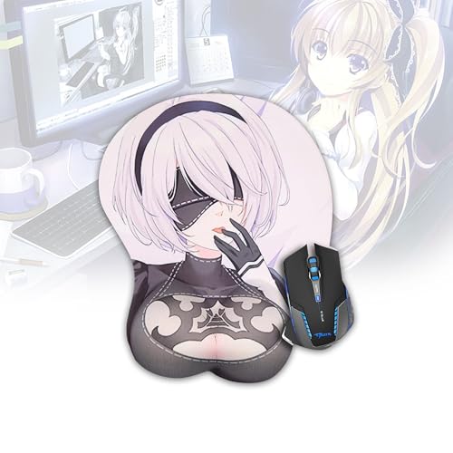 Arrowzoom Bequeme Anime-Mauspads mit Handballenauflage, Boob-Gaming-Mauspad, 3D-Mauspads, lustige Mauspads für die Arbeit, Büro, Schreibtischzubehör KXP-2142B von Arrowzoom