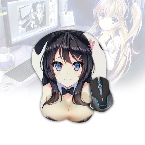 Arrowzoom Bequeme Anime-Mauspads mit Handballenauflage, Boob-Gaming-Mauspad, 3D-Mauspads, lustige Mauspads für die Arbeit, Büro, Schreibtischzubehör KXP-K24 von Arrowzoom