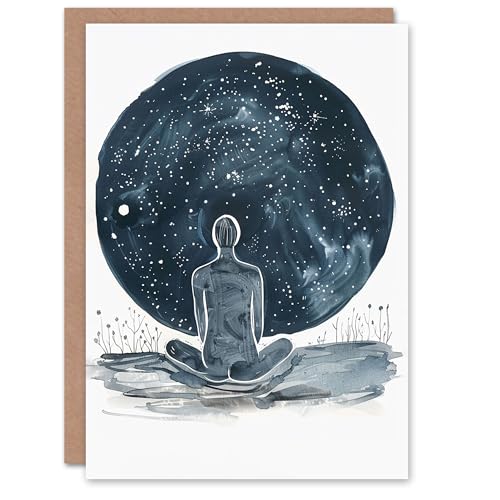 Artery8 Celestial Mystical Figure Space Stars Watercolour For Her Woman Birthday Card von Artery8