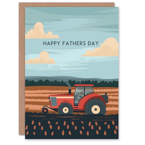 Artery8 Father's Day Card Farm Tractor Farming Crop Simple Design for Dad Father Greeting Card von Artery8