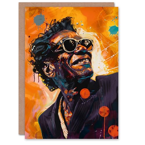 Artery8 Funk Soul Music Culture Singer Musician Portrait Blank For Him Or Her Art Birthday Card von Artery8