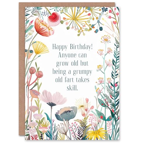 Artery8 Glückwunschkarte Happy Flowers Grumpy Old Fart Skills Funny For Her Woman Birthday Card von Artery8