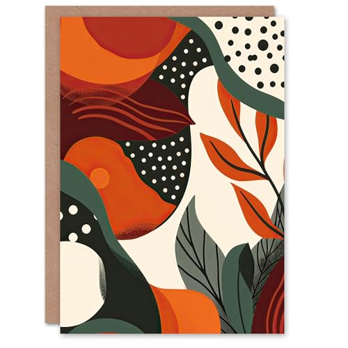 Artery8 Greeting Card Abstract Botanical Sunrise Design Orange Bold Blank for Him Or Her Art Birthday Card von Artery8