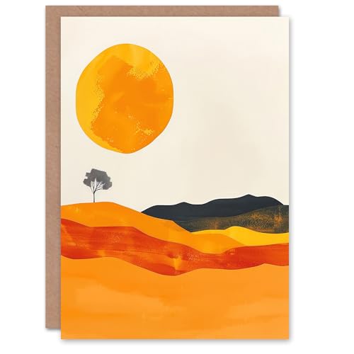 Artery8 Greeting Card Abstract Landscape Lone Tree Bright Boho Painting Blank For Him Or Her Art Birthday Card von Artery8