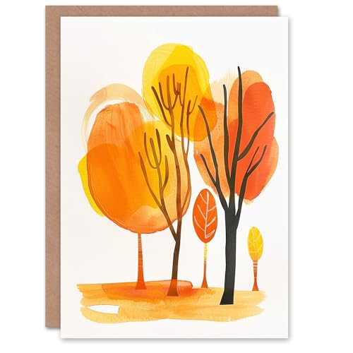 Artery8 Greeting Card Abstract Park Autumn Trees Watercolour Painting Blank For Him Or Her Art Birthday Card von Artery8