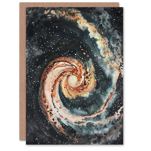 Artery8 Greeting Card Space Whirlpool Spiral Galaxy M51 Watercolour Blank For Him Or Her Art Birthday Card von Artery8