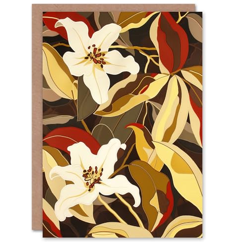 Artery8 Greeting Card White Lily Flower Autumn Dream Floral Fever Blank for Him Or Her Art Birthday Card von Artery8