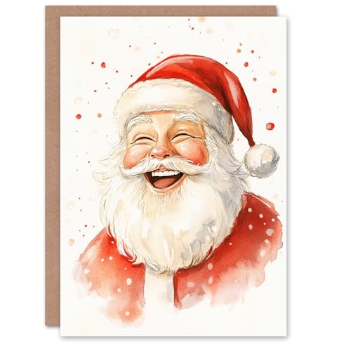 Artery8 Laughing Santa Claus Portrait Blank For Him Or Her Art Xmas Festive Christmas Card von Artery8