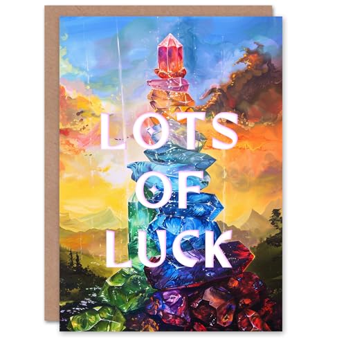 Artery8 Seven Chakra Cystal Sunset Sky Mountain Landscape For Her Woman Good Luck Card von Artery8