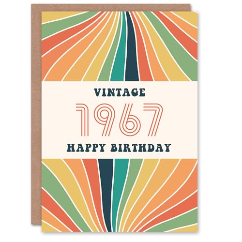 Artery8 Vintage Retro Him Her Rainbow Born 1967 Aged 58 Years Old 58th Birthday Card Mum Dad Gran Grandad von Artery8