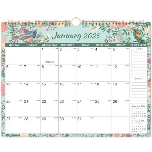 Kalender 2025 – Wandkalender 2025 UK, 12 Monatsansicht Kalender, Notizen & To-Do, Doppeldrahtbindung, Haken zum Aufhängen, Januar 2025 - Dez. 2025, 37,6 x 29 cm von Artfan