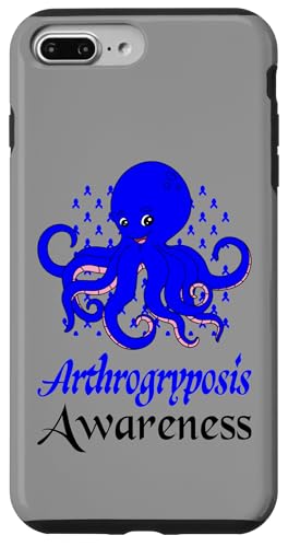 Hülle für iPhone 7 Plus/8 Plus Arthrogryposis Awareness Lustiger Oktopus-Stütze mit blauem Band von Arthrogryposis Awareness Products (Lwaka)