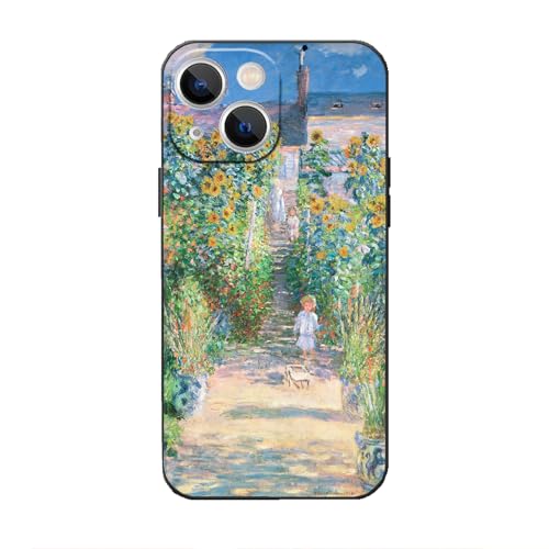 Handyhülle für iPhone 15, The Artist's Garden at Vétheuil von Claude Monet Sonnenblume Pflanze Natur Kunst Muster Handyhülle von Artizgcase