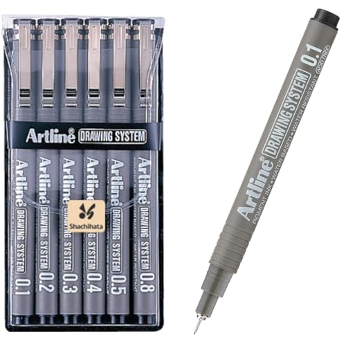 Artline Zeichnen Fineliner Stifte Zeichensystem Set 6 Stifte (0.1mm, 0.2mm, 0.3mm, 0.4mm, 0.5mm, 0.8mm) von Artline