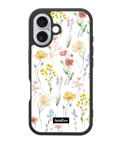 ArtsEvo Strong Magnetic for iPhone 1-6 Case with 21ft Drop Protection, Durable New Print Technology, Premium Shockproof Design - Floral White von ArtsEvo