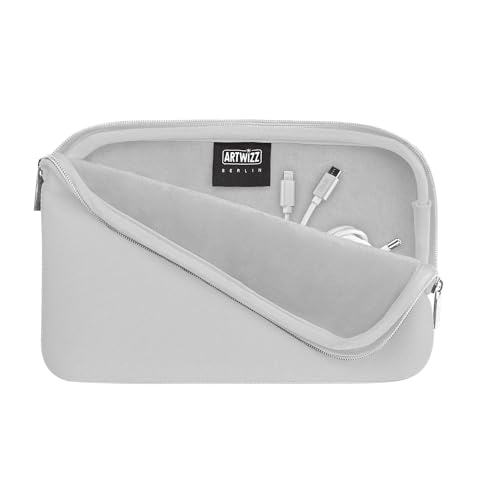 Artwizz Cable Sleeve - Zubehör Tasche für Kabel, Adapter und Ladegeräte aus Neopren und weichem Webpelz - Silber von Artwizz