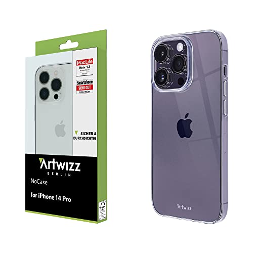 Artwizz NoCase Handyhülle kompatibel mit iPhone 14 Pro, Ultra-Dünne, Elastische TPU Schutzhülle, Transparent von Artwizz