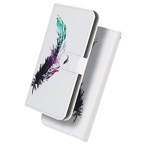 AsWant - Handyhülle für Samsung Galaxy A12/M12 Hülle,Flip Gefrostet Lederhülle Case für Samsung A12/M12 Hülle,Magnetverschluss Brieftasche mit Kartenfächern Standfuntion-Feder von AsWant