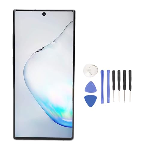 Asixxsix LCD-Bildschirm für Note 10 Plus, 6,8 Zoll AMOLED-Display-Ersatz mit Rahmen, Unterstützt Fingerabdruckfunktion, Bildschirm-Ersatz für Note 10 Plus (Gray) von Asixxsix