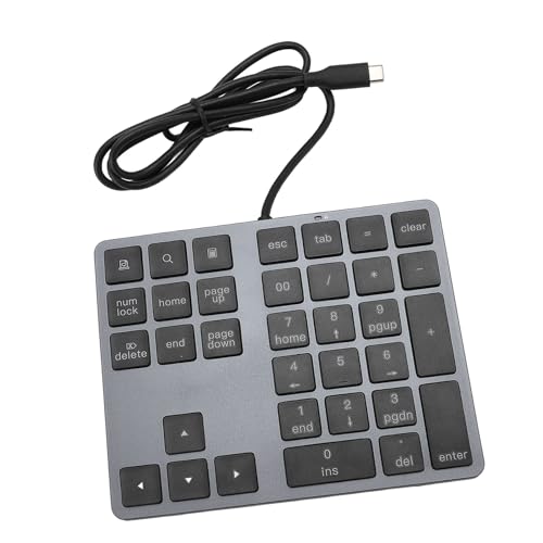 Asixxsix Ziffernblock USB C 3.1 HUB 34 Tasten Externe Tastatur Schlanker Kabelgebundener Ziffernblock für Laptop-Desktop-PC, mit Leistungsstarkem Systemerkennungschip, für Wins,OS X von Asixxsix