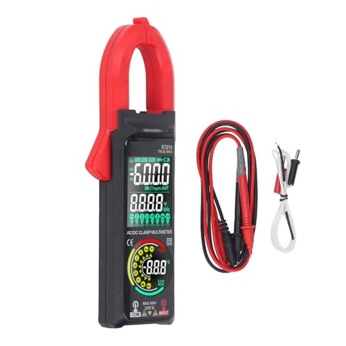 Automotive Clamp Meter, Digital Clamp Meter Multimeter Dual Screen NCV AC DC Strom Spannungsprüfer mit Taschenlampe, Berührungslose Messung für Verschiedene Drähte von Asixxsix