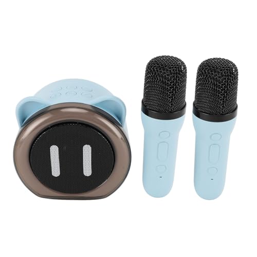 MIN-Karaoke-Maschine für Kinder, Tragbarer Kabelloser Bluetooth-Lautsprecher mit 2 Kabellosen Mikrofonen und LED-Farblichtern, Lustig Wechselnde Sounds, Karaoke-Lautsprecher von Asixxsix