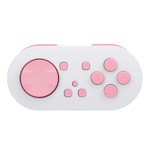 Micro-Bluetooth-Controller, RGB-Licht-Mi NI-Gamepad Im Taschenformat, Mi NI-Controller Im Schlüsselbundformat, Kleiner Gaming-Controller mit Trageband für Android-PC (Weiß Rosa) von Asixxsix