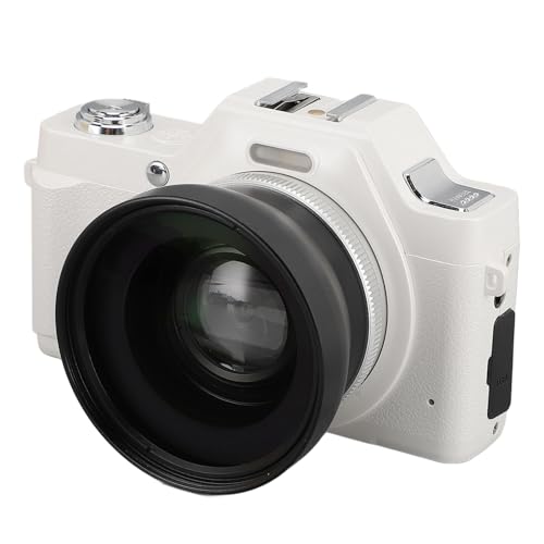 Tragbare Digitalkamera für Fotografie, 58-Megapixel-4K-Vlogging-Kamera mit 2,88-Zoll-LCD-Display, Autofokus, 20-fachem Digitalzoom und Aufnahmekamera für Live-Streaming (White) von Asixxsix