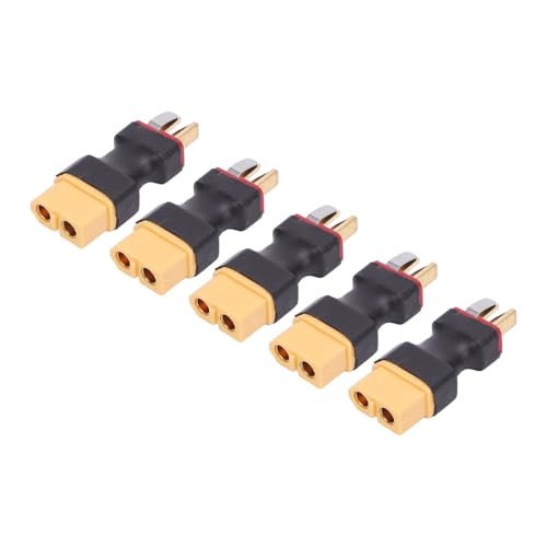 XT60-auf-T-Stecker-Adapter, XT60-auf-T-Stecker-Anschluss, Männlich-weiblich-Adapter für RC-Auto-Flugzeug-Lipo-Akku-Regler, XT60-auf-T-Stecker-Stecker und Buchse-Adapter, 5 Stück von Asixxsix