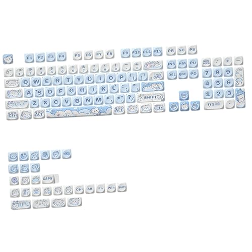AsrMyjcx Tastenkappen für mechanische Tastaturen, Moa-Höhe, Robustes Zubehör, direkter Austausch, verschleißfest, englisches, Blaue 132 Tasten von AsrMyjcx