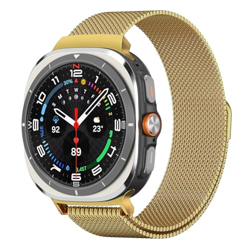 Astorgos Magnet Armband Kompatibel mit Samsung Galaxy Watch Ultra Armband 47mm (2024) Damen Herren, Milanaise Metall Edelstahl Ersatzarmband für Samsung Watch Ultra Armband, Gold von Astorgos