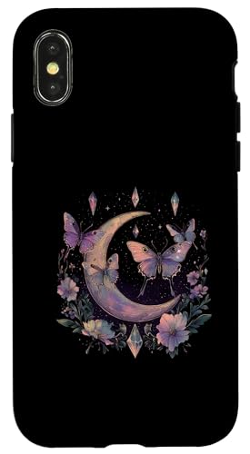 Mystic Cottagecore Astral Mondmond Himmelsblumenmotte Hülle für iPhone X/XS von Astrology Enthusiasts Lunar Moon Phases Apparel