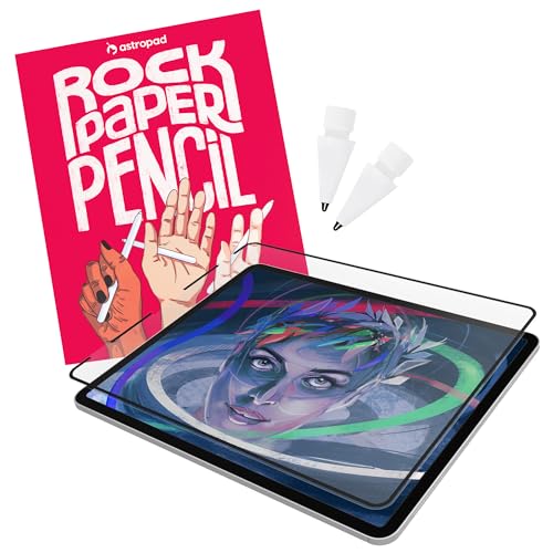 Astropad Rock Paper Pencil 2 - Papier Displayschutzfolie für 11 Zoll iPad Pro (Gen 1-4) oder 11 Zoll iPad Air (Gen 4-5) + Apple Pencil Tips Ersatz 2 Pack - Kompatibel mit Apple Pencil 1./2nd Gens von Astropad