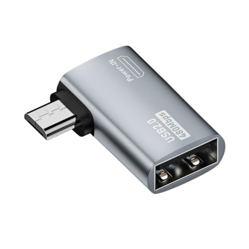 Asuinxurr Kabeladapter mit Stromversorgung, Micro-USB auf USB mit Abgewinkeltem Design. Geeignet für Tablet, TV (Links) von Asuinxurr