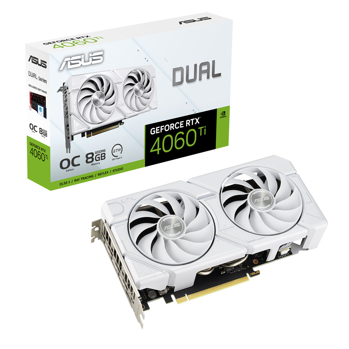 ASUS Dual GeForce RTX 4060 Ti EVO White OC Grafikkarte - 8GB GDDR6, 1x HDMI, 3x DP von Asus