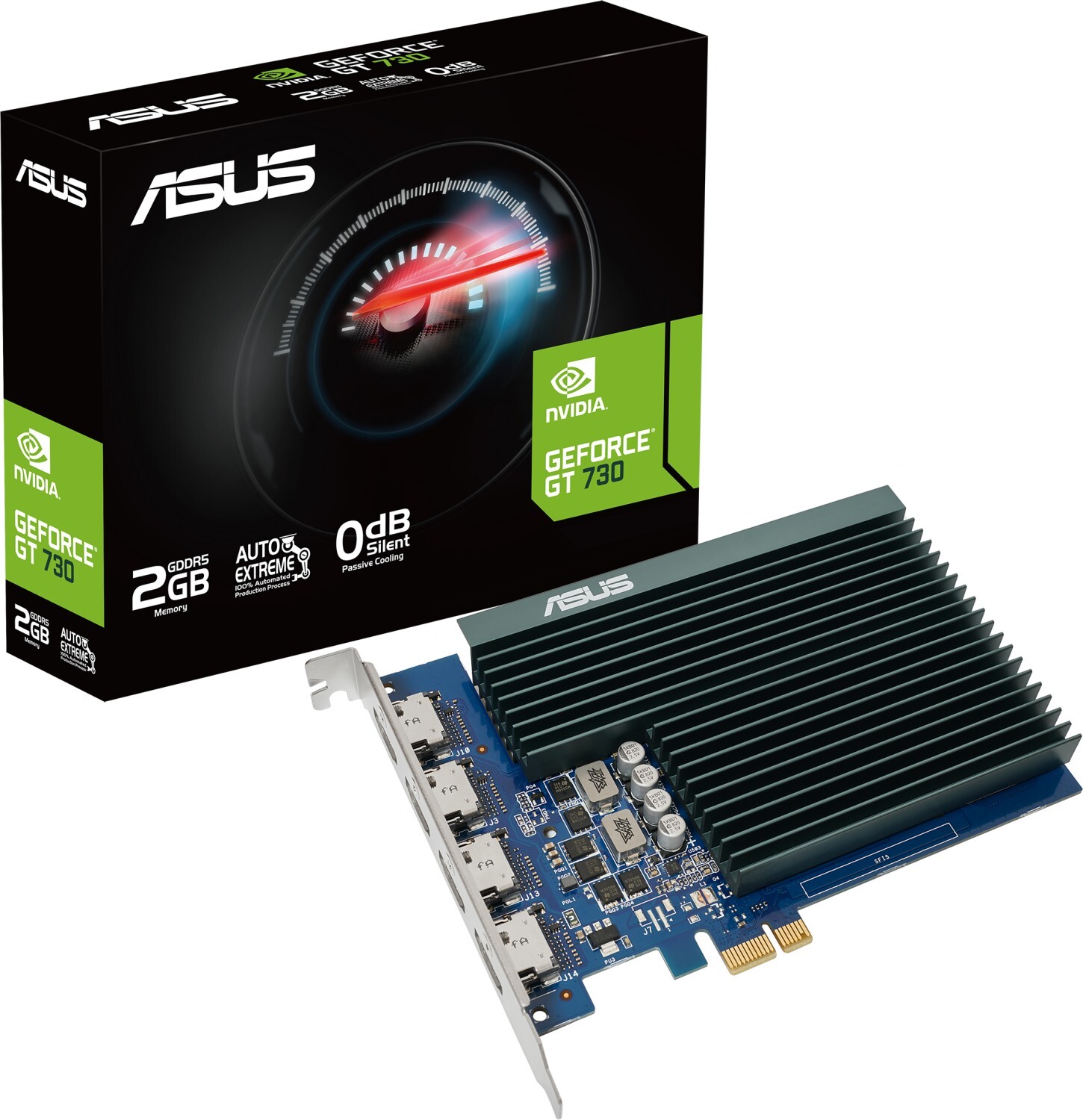 ASUS GeForce GT 730 2GB GDDR5 Grafikkarte - GT730-SL-2GD5-BRK-E, 2GB GDDR5, 4x HDMI von Asus