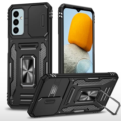 Asuwish Handyhülle für Samsung Galaxy A15 5G/4G Hülle mit Glas Folie Schutzfolie Kameraschutz Magnetisch Ring Ständer A 15 15A G5 Slim Handy Hüllen Schutzhülle Panzerfolie Cover Phone Case Schwarz von Asuwish