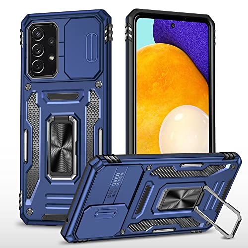 Asuwish Handyhülle für Samsung Galaxy A52 4G/5G A52S Hülle mit Folie Schutzfolie Kameraschutz Magnetisch Ring Ständer A 52 S 52A 52S S52S S52 G5 Slim Handy Hüllen Schutzhülle Phone Case Marineblau von Asuwish