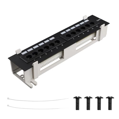 Asyduey Netzwerk-Tool-Kit 12-Port CAT6-Patchfeld RJ45-Netzwerk-Wandhalterung mit OberfläChenwandhalterung von Asyduey