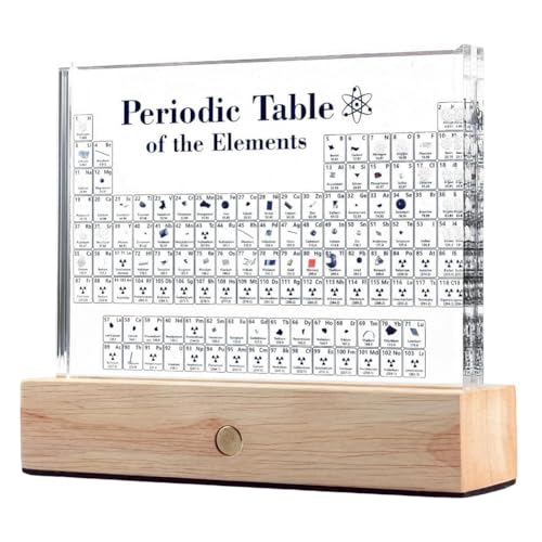 Asyduey Periodensystem mit Echten Elementen, Tisch der Elemente, Acryl-Periodensystem-Display mit 83 Echten Proben, Einfach zu Bedienen, Langlebig und Feine Verarbeitung von Asyduey