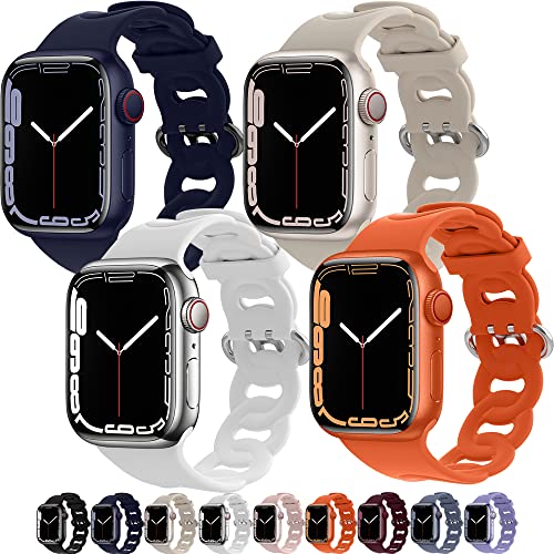Atenzol Apple Watch Armbänder, Mitternachtsblau, Sternenlicht, Orange, Pink, 42 mm, 44 mm, 45 mm, 4 Stück von Atenzol