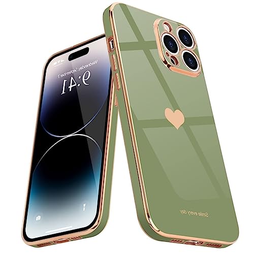 Atiyoo iPhone 14 Pro Hülle, weiche flüssige Silikonhülle mit goldenem Herzmuster, hybride stoßfeste und sturzsichere Silikonhülle, schlanke Silikon-Schutzhülle für iPhone 14 Pro von Atiyoo
