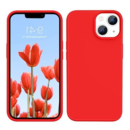 iPhone 14 Plus Hülle, Silikonhülle für iPhone 14 Plus, Slim Liquid Silicone Phone Case, Silky Soft Phone Case mit Display und Kameraschutz, China Rot von Atiyoo