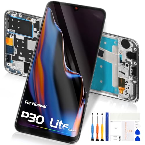 Bildschirm für Huawei P30 Lite LCD Display, für Huawei P30 Lite LCD Touchscreen Digitizer Ersatz Ersatz Assembly Bildschirm für Nova 4E LCD MAR-L01A MAR-L21A MAR-LX1A (Schwarz mit Rahmen, 48MP) von Atwist