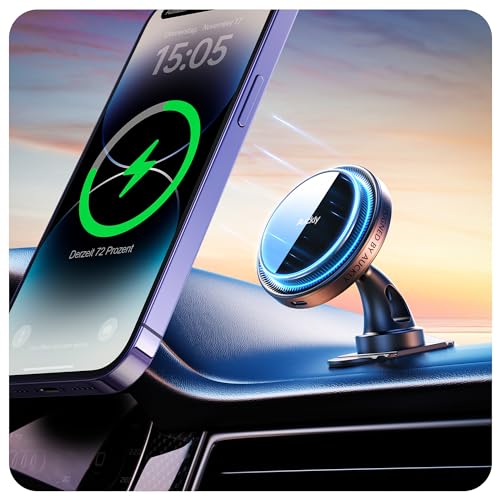 Auckly 15W Magsafe Autohalterung mit Ladefunktion,【3M Halterung】 für das Dashboard Qi Wireless Car Charger KfZ Magnet Handyhalterung für iPhone 15 14 13 12 Pro Max Mini Plus [A28 ZJ] von Auckly