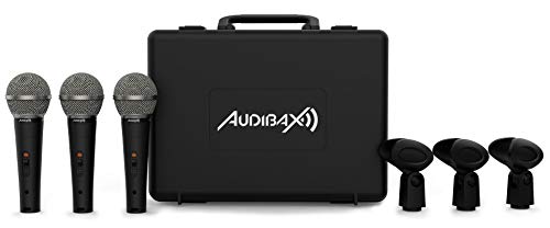 Audibax Tokyo XM1800 Pack Maleta Con 3 Micrófonos Dinámicos + Maleta + Pinzas von Audibax